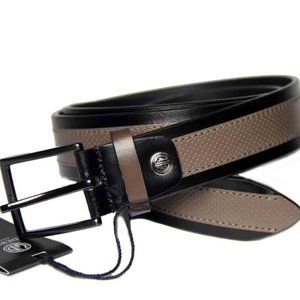 Lindenmann Germany Leather Belt Black Taupe Men's Size 44 or 115cm  Men's